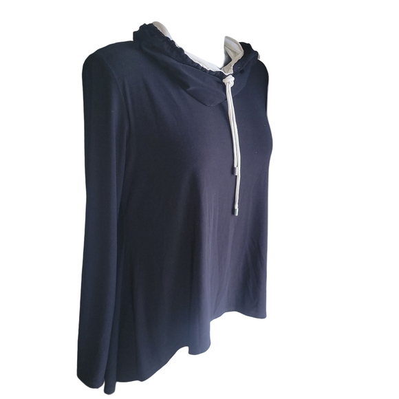 Joseph Ribkoff Black and Cream Colored Slouch Collar Top 8 - Picture 4 of 8